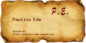 Paulics Ede névjegykártya